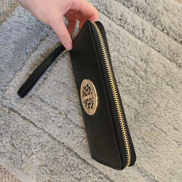 NEW Gold Black Wallet with Zipper - Picture 2 of 5